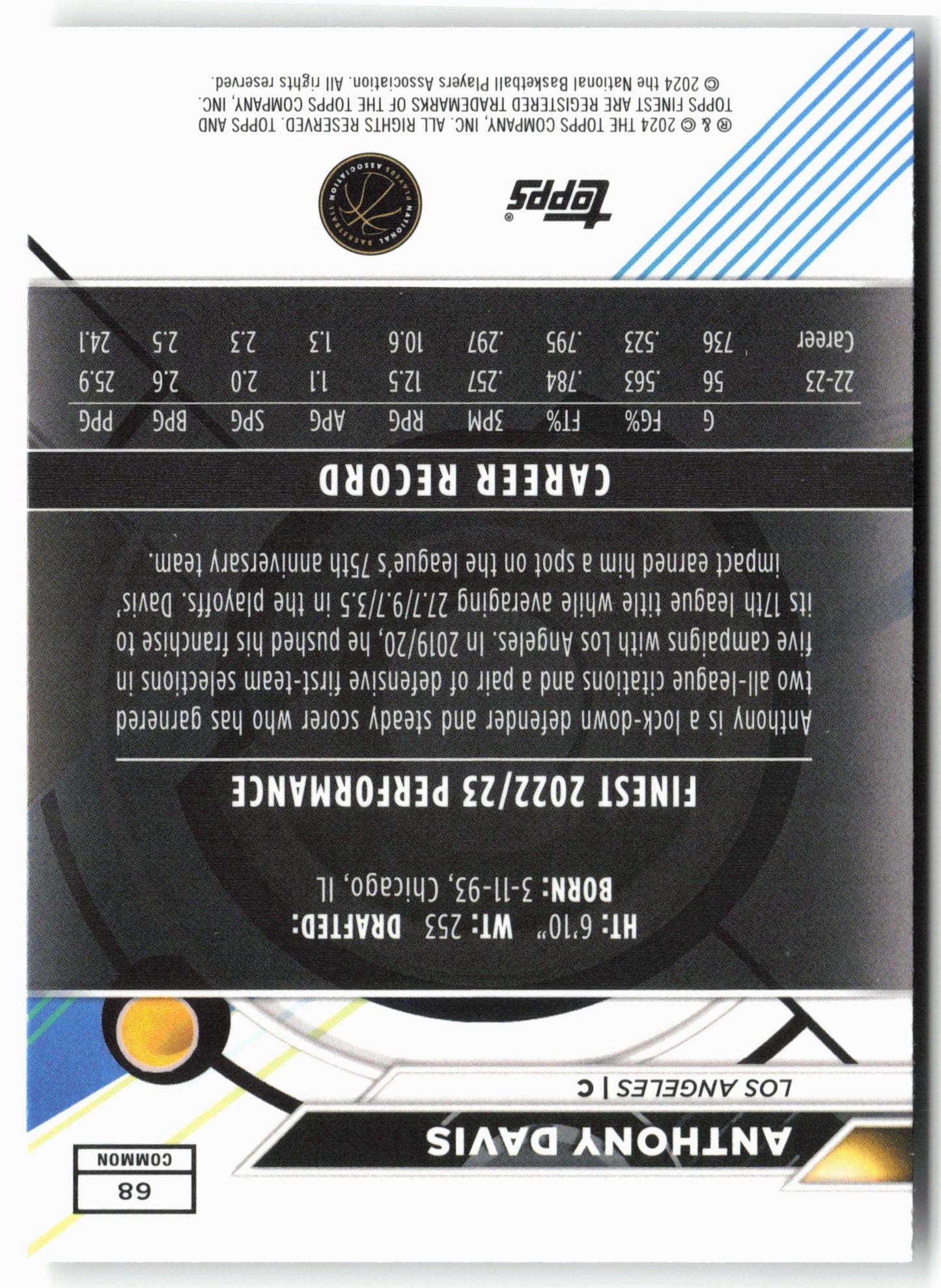 2023-24 Finest #68 Anthony Davis