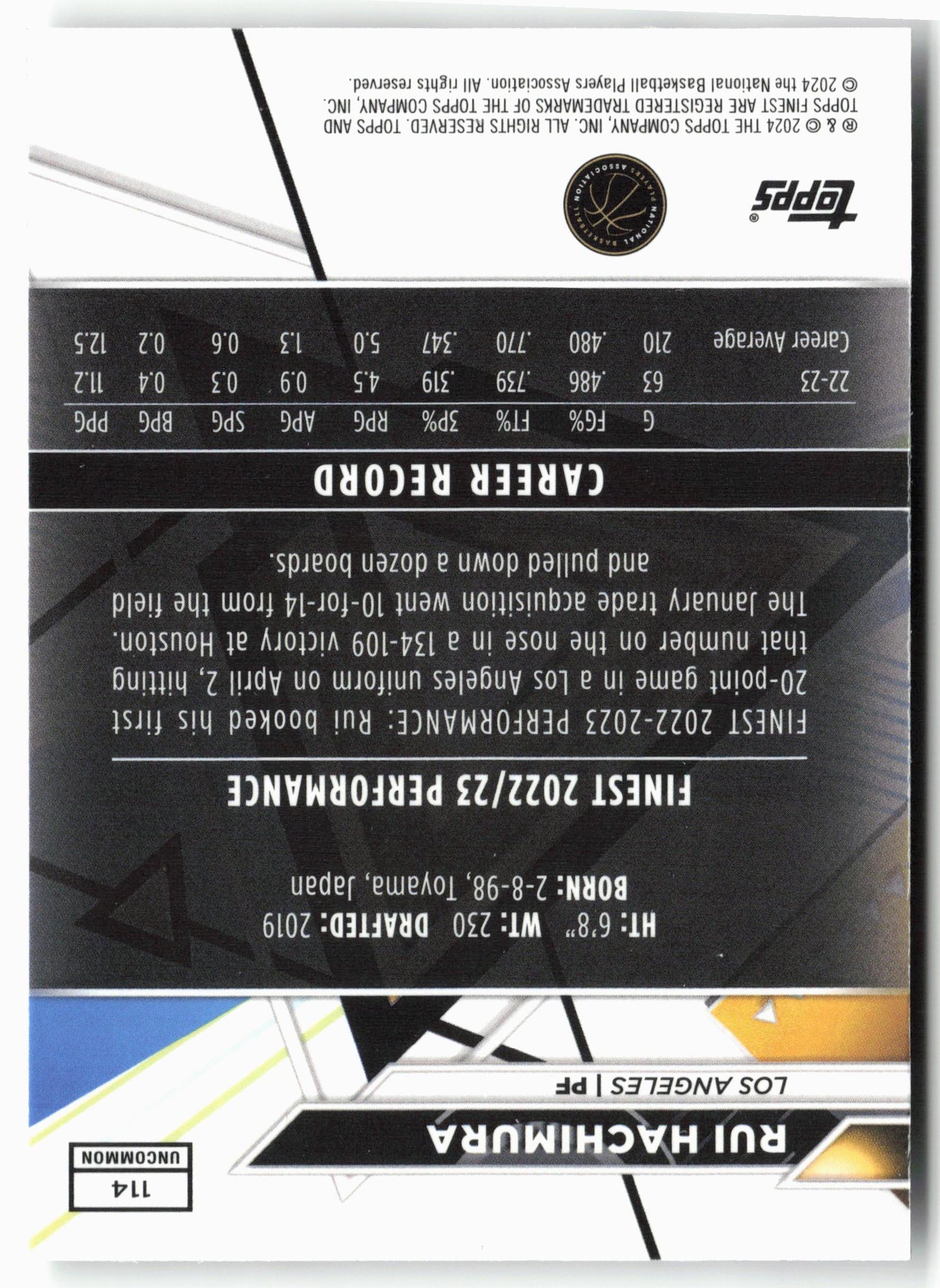 2023-24 Finest #114 Rui Hachimura