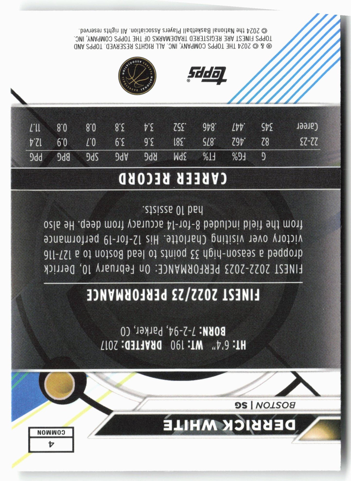 2023-24 Finest #4 Derrick White