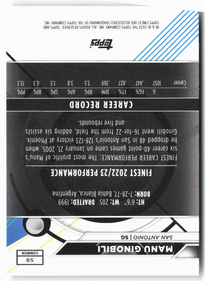 2023-24 Finest #59 Manu Ginobili