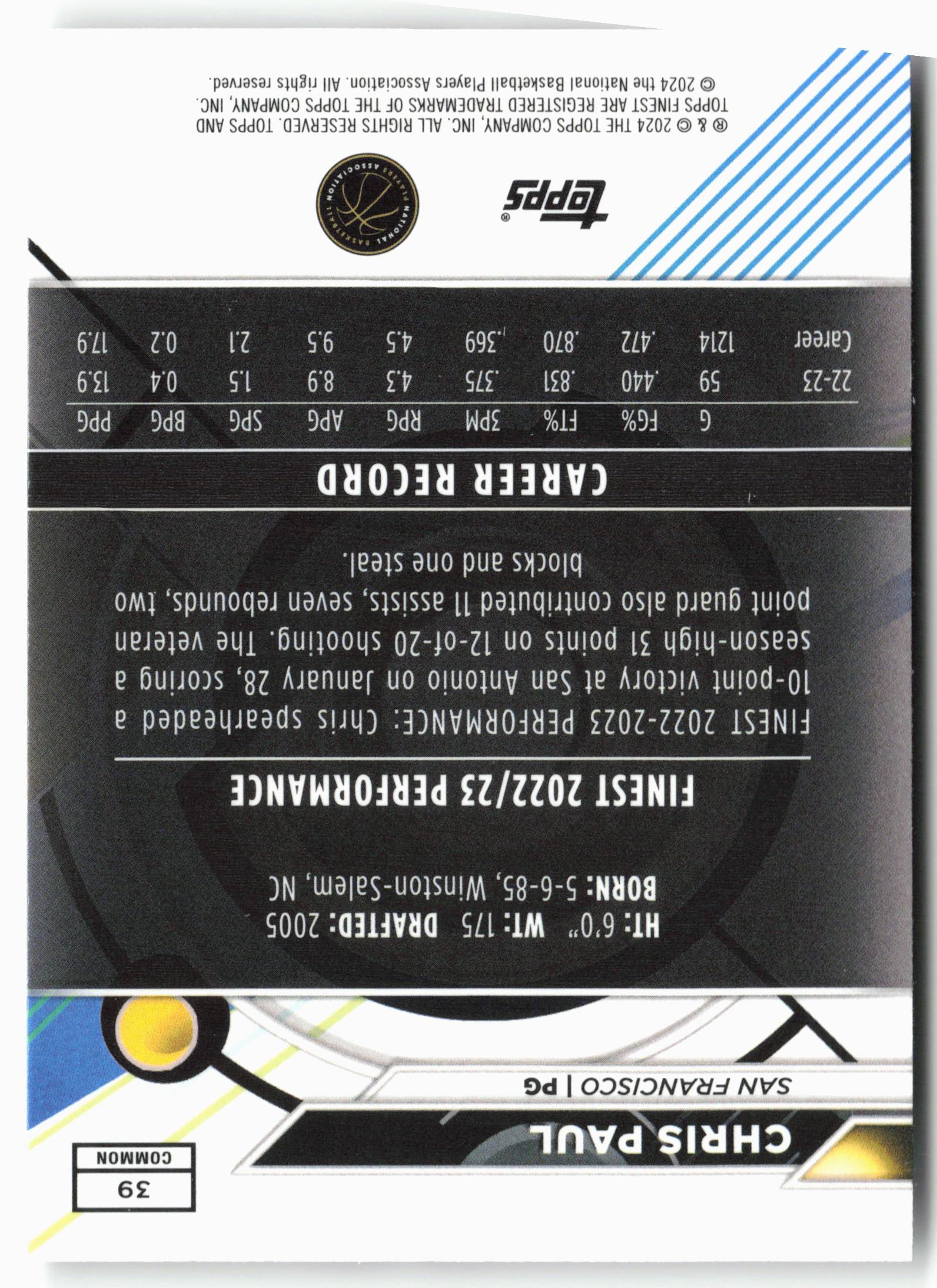2023-24 Finest #39 Chris Paul