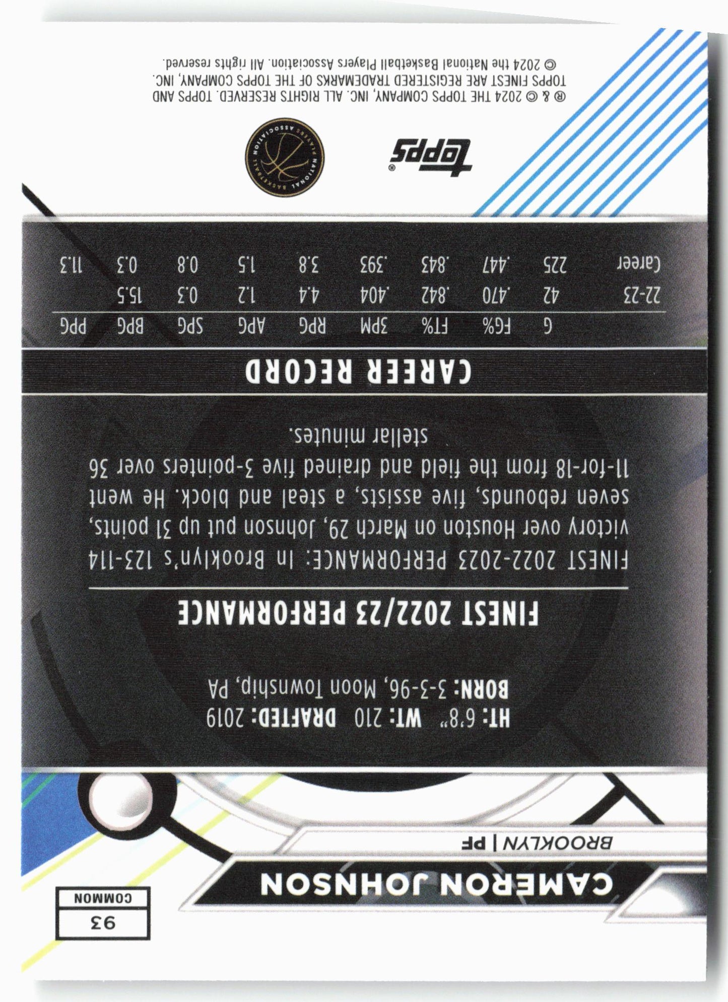 2023-24 Finest #93 Cameron Johnson