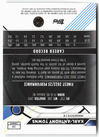 2023-24 Finest #28 Karl-Anthony Towns