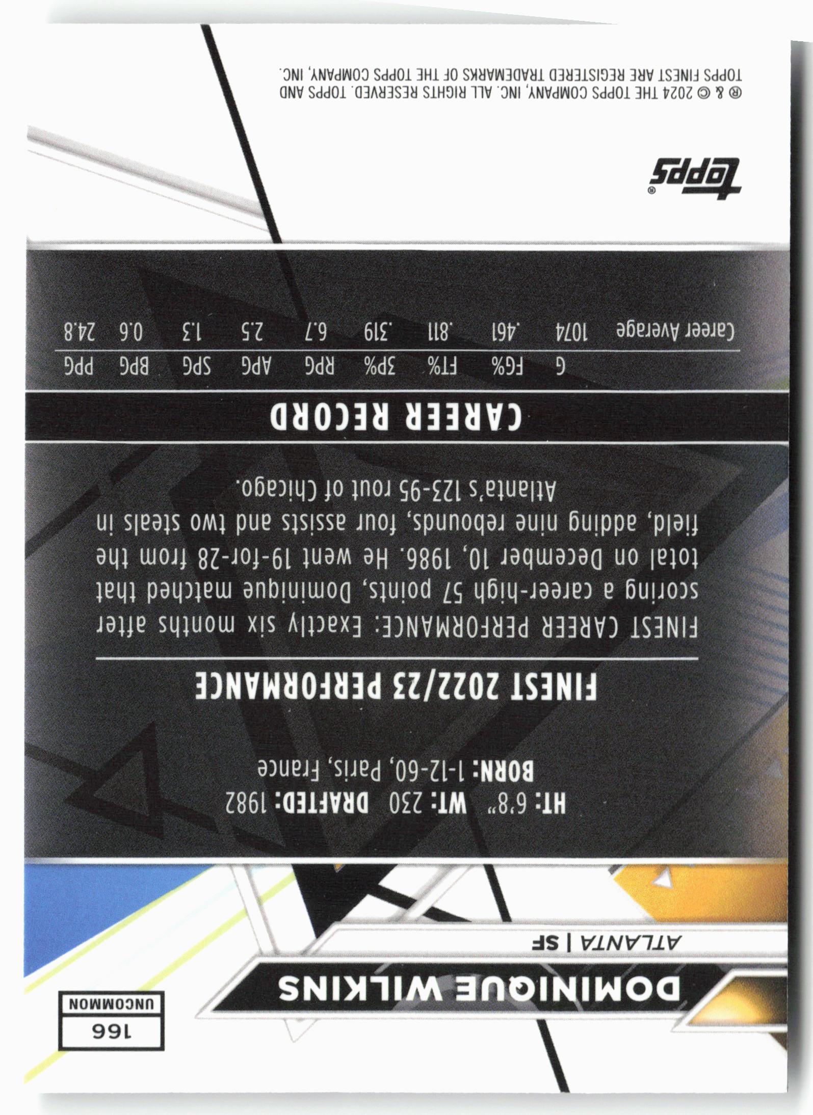 2023-24 Finest #166 Dominique Wilkins