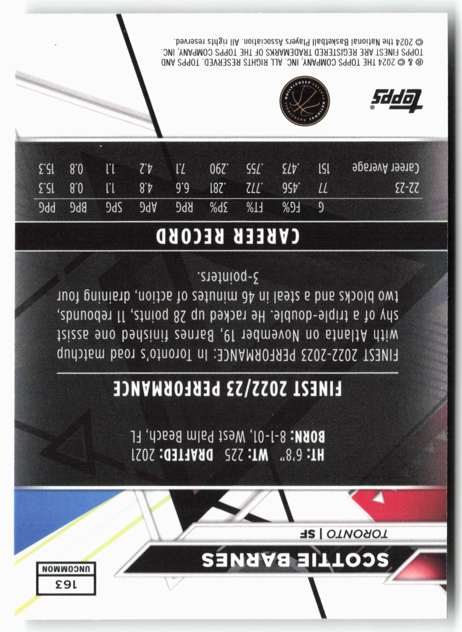 2023-24 Finest #163 Scottie Barnes