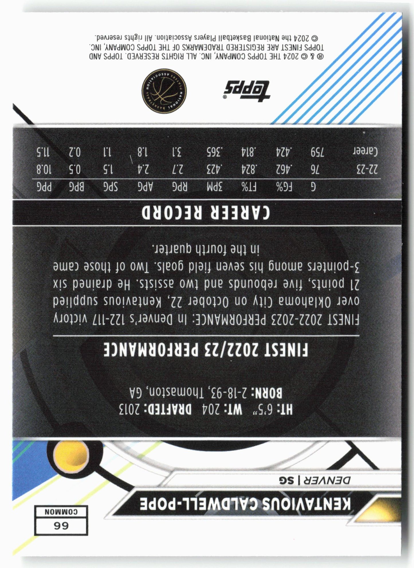 2023-24 Finest #66 Kentavious Caldwell-Pope