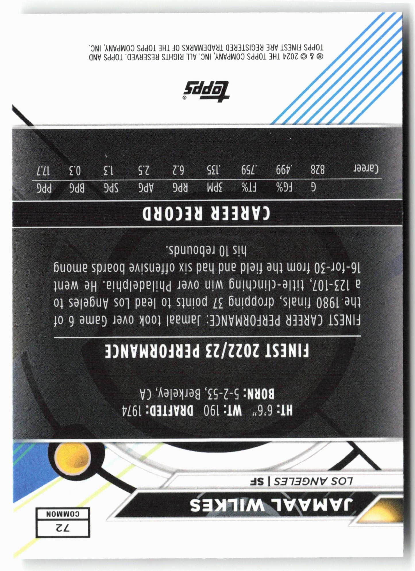 2023-24 Finest #72 Jamaal Wilkes