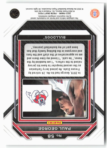 
2023 Panini Prizm Draft Picks #58 Paul George