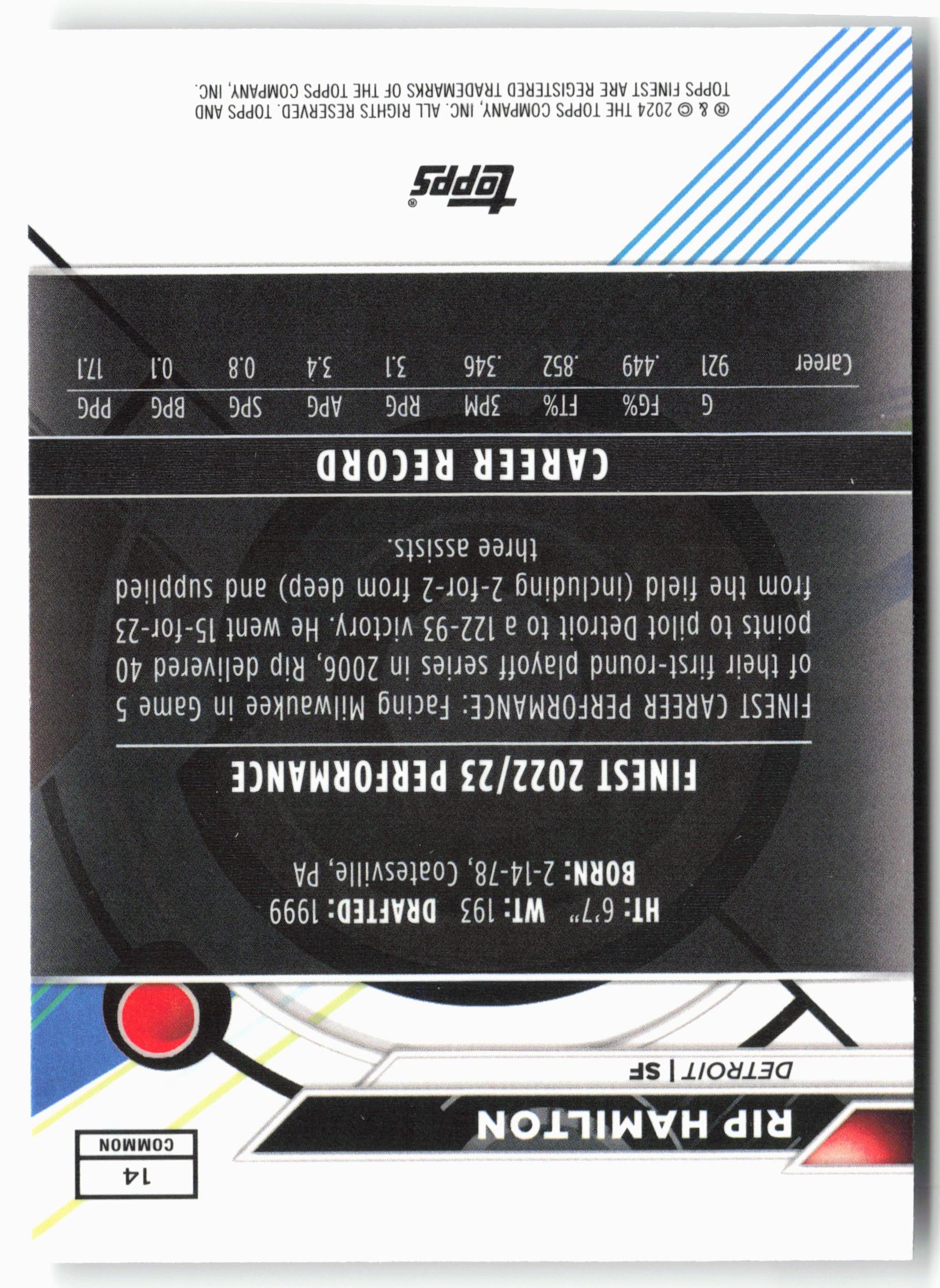 2023-24 Finest #14 Rip Hamilton