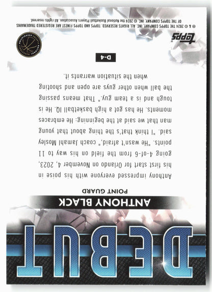 2023-24 Finest #D-4 Anthony Black Debut