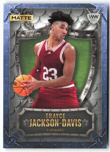 2022 Wild Card Matte #WW-38 Trayce Jackson-Davis WW Cobalt/White/Green #/75