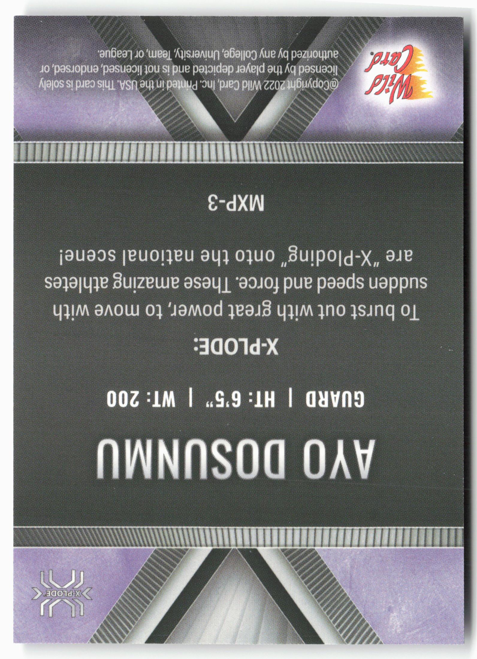 2022 Wild Card Matte #MXP-3 Ayo Dosunmu X-Plode Black/Purple X