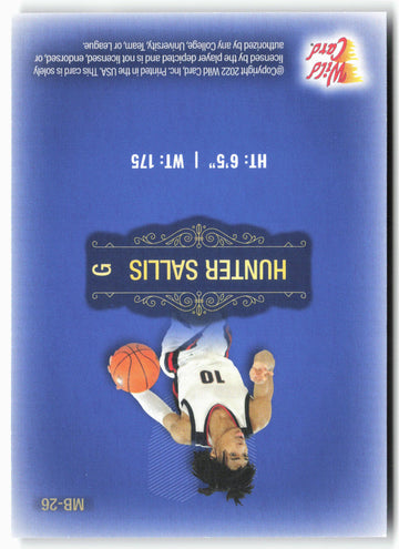
2022 Wild Card Matte #MB-26 Hunter Sallis Blue Chase