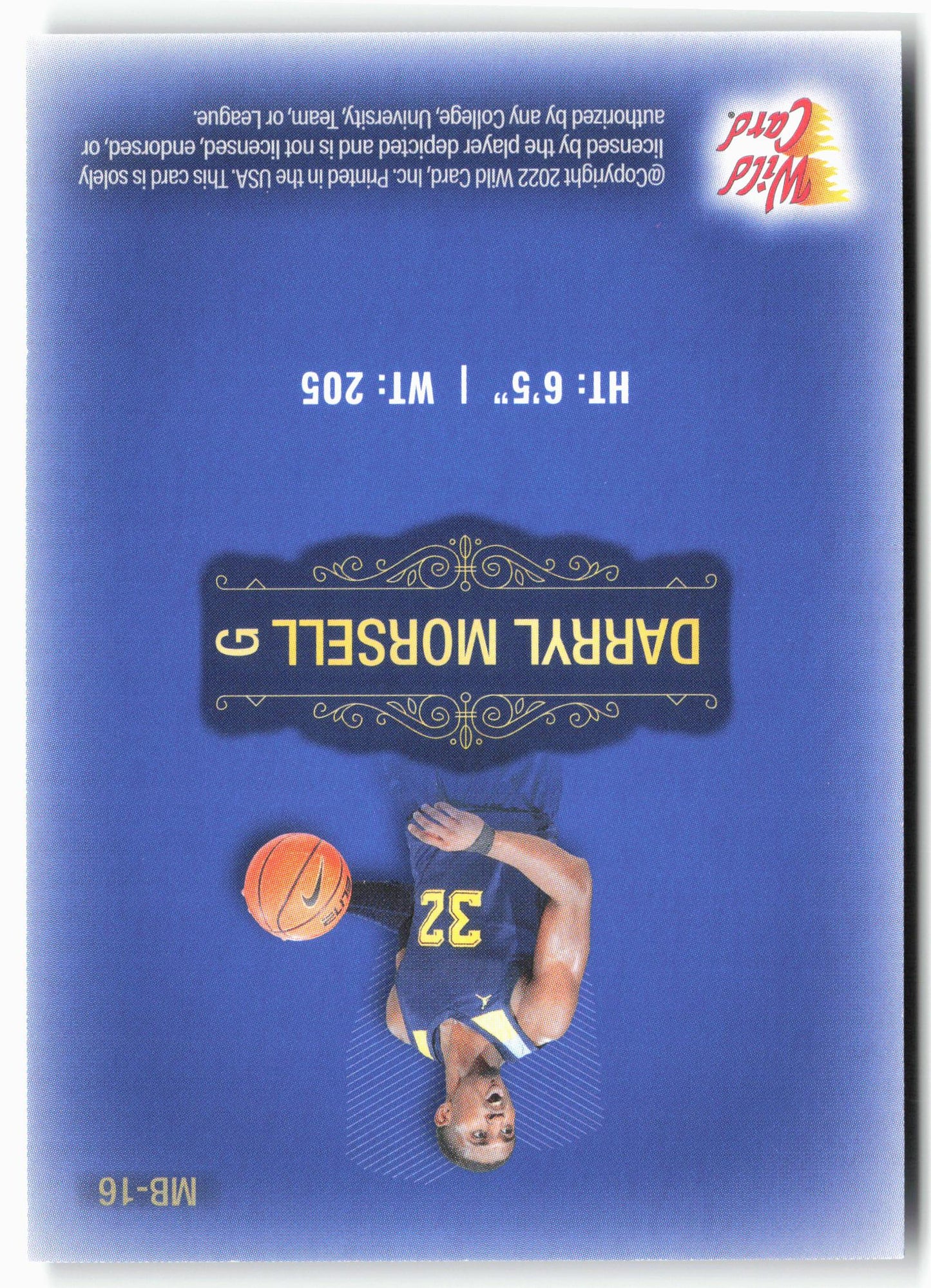 2022 Wild Card Matte #MB-16 Darryl Morsell Blue Chase