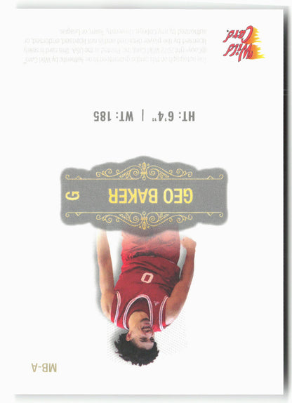 2022 Wild Card Matte #MB-A Geo Baker Autographs White / Silver Foil