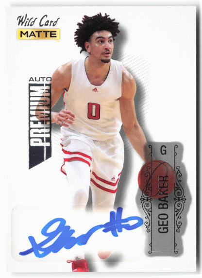 2022 Wild Card Matte #MB-A Geo Baker Autographs White / Silver Foil