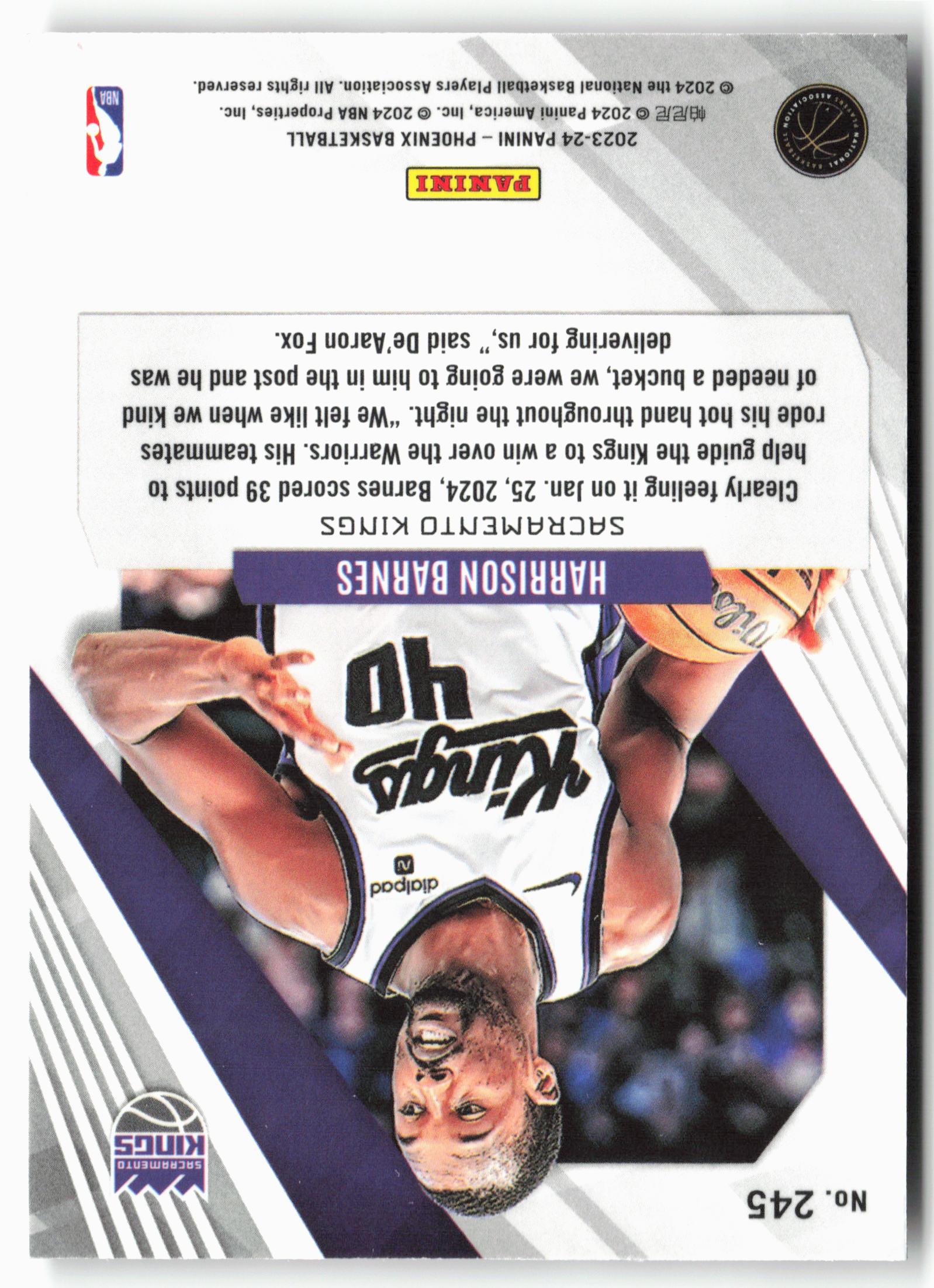 2023-24 Panini Phoenix #245 Harrison Barnes Phoenix Red Ice