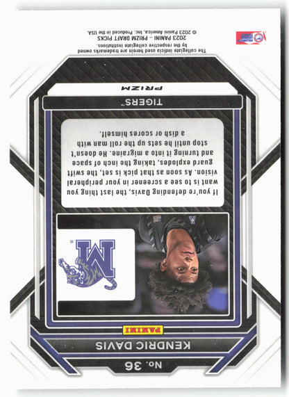 2023 Panini Prizm Draft Picks #36 Kendric Davis Silver