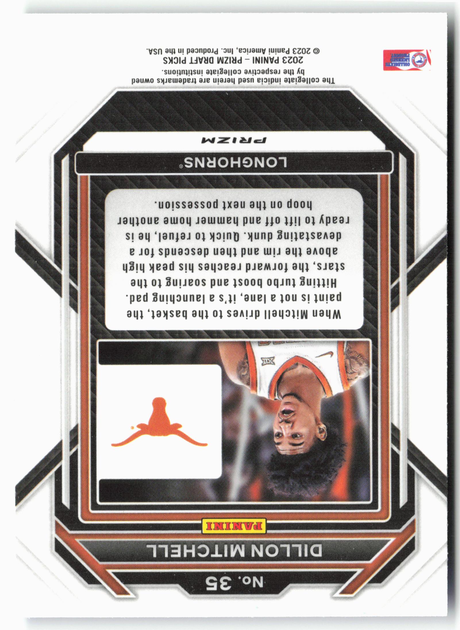 2023 Panini Prizm Draft Picks #35 Dillon Mitchell Choice Blue/Yellow/Green