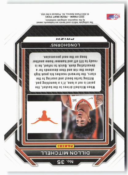 2023 Panini Prizm Draft Picks #35 Dillon Mitchell Choice Blue/Yellow/Green