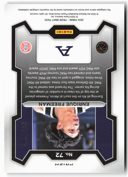 2024 Panini Prizm Draft Picks #72 Enrique Freeman Prizms Purple Ice #/149