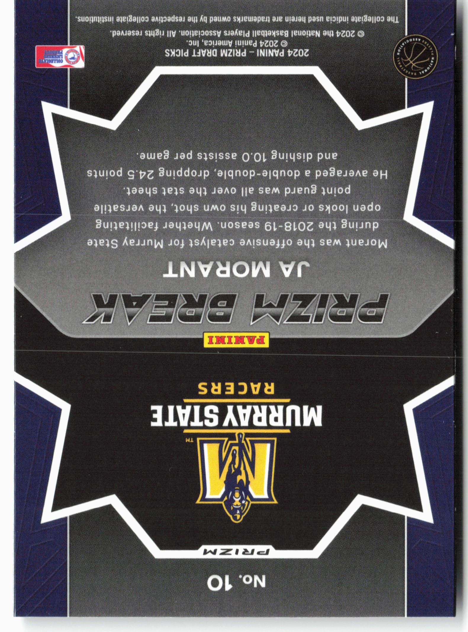 2024 Panini Prizm Draft Picks #10 Ja Morant Prizm Break Prizms Hyper