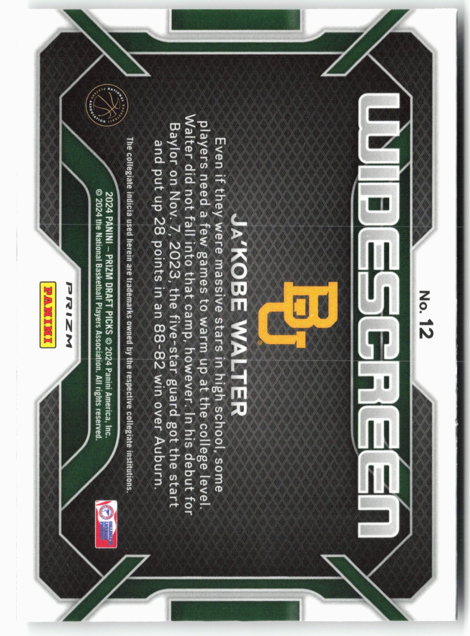 2024 Panini Prizm Draft Picks #12 Ja'Kobe Walter Widescreen Prizms Silver