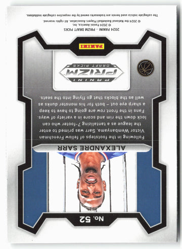 
2024 Panini Prizm Draft Picks #52 Alexandre Sarr