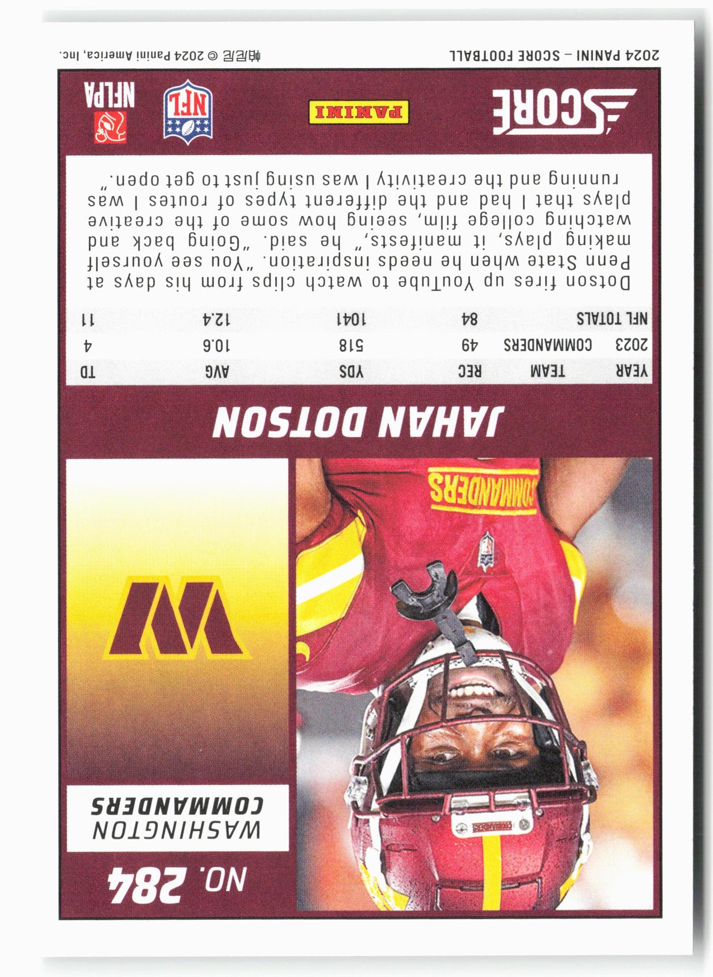 2024 Score #284 Jahan Dotson