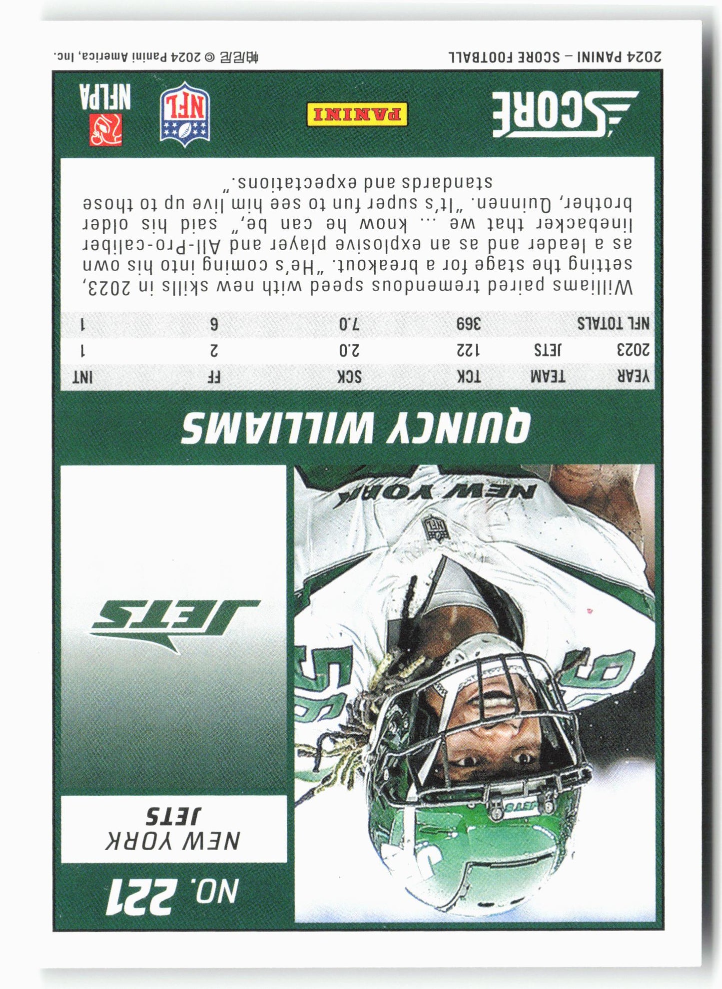 2024 Score #221 Quincy Williams Scorecard