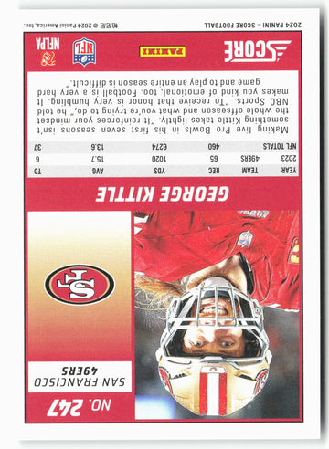 
2024 Score #247 George Kittle Scorecard