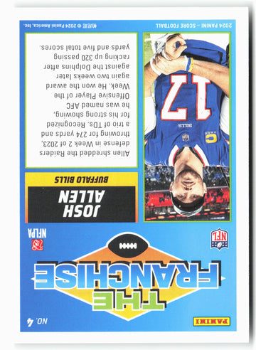 
2024 Score #4 Josh Allen The Franchise