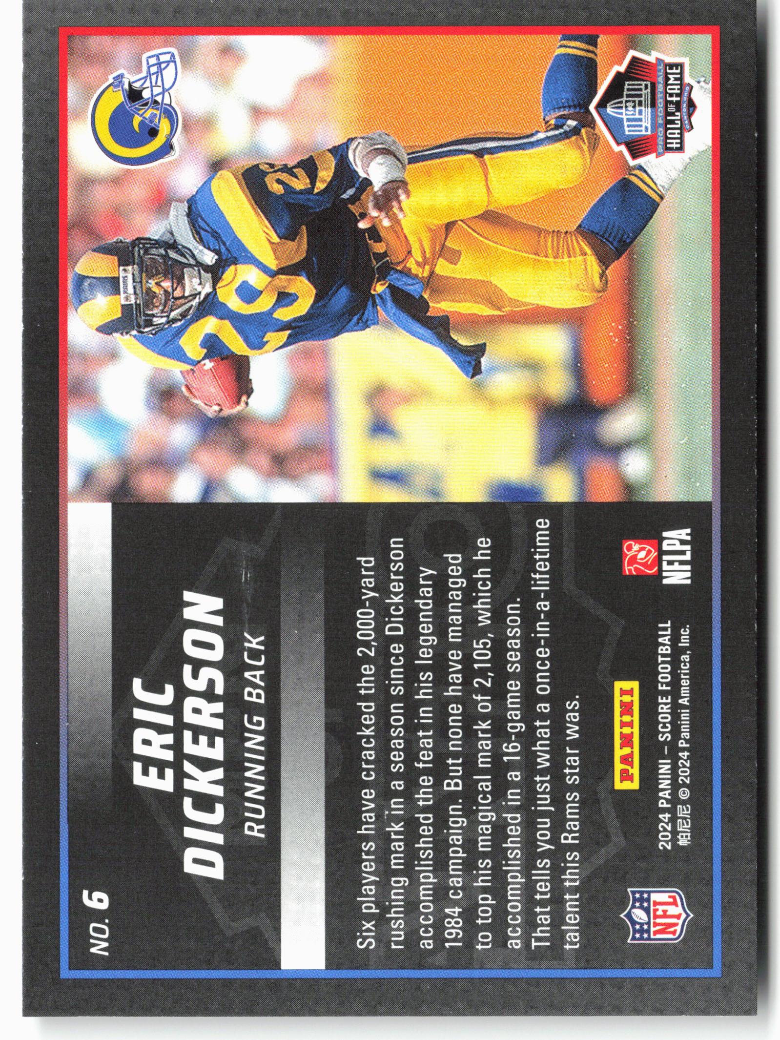 2024 Score #6 Eric Dickerson Men of Canton