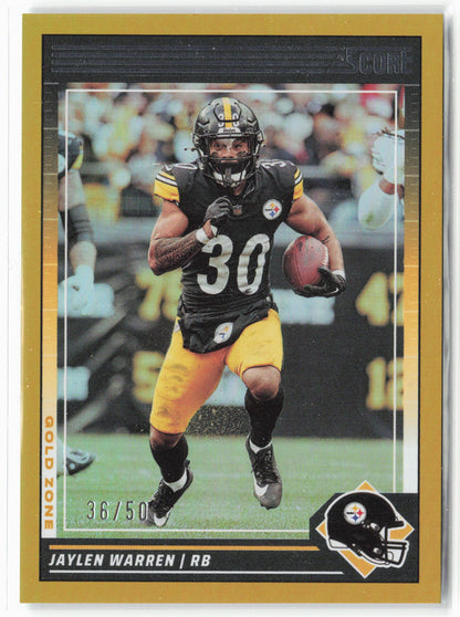 2024 Score #240 Jaylen Warren Signatures Gold Zone #/50