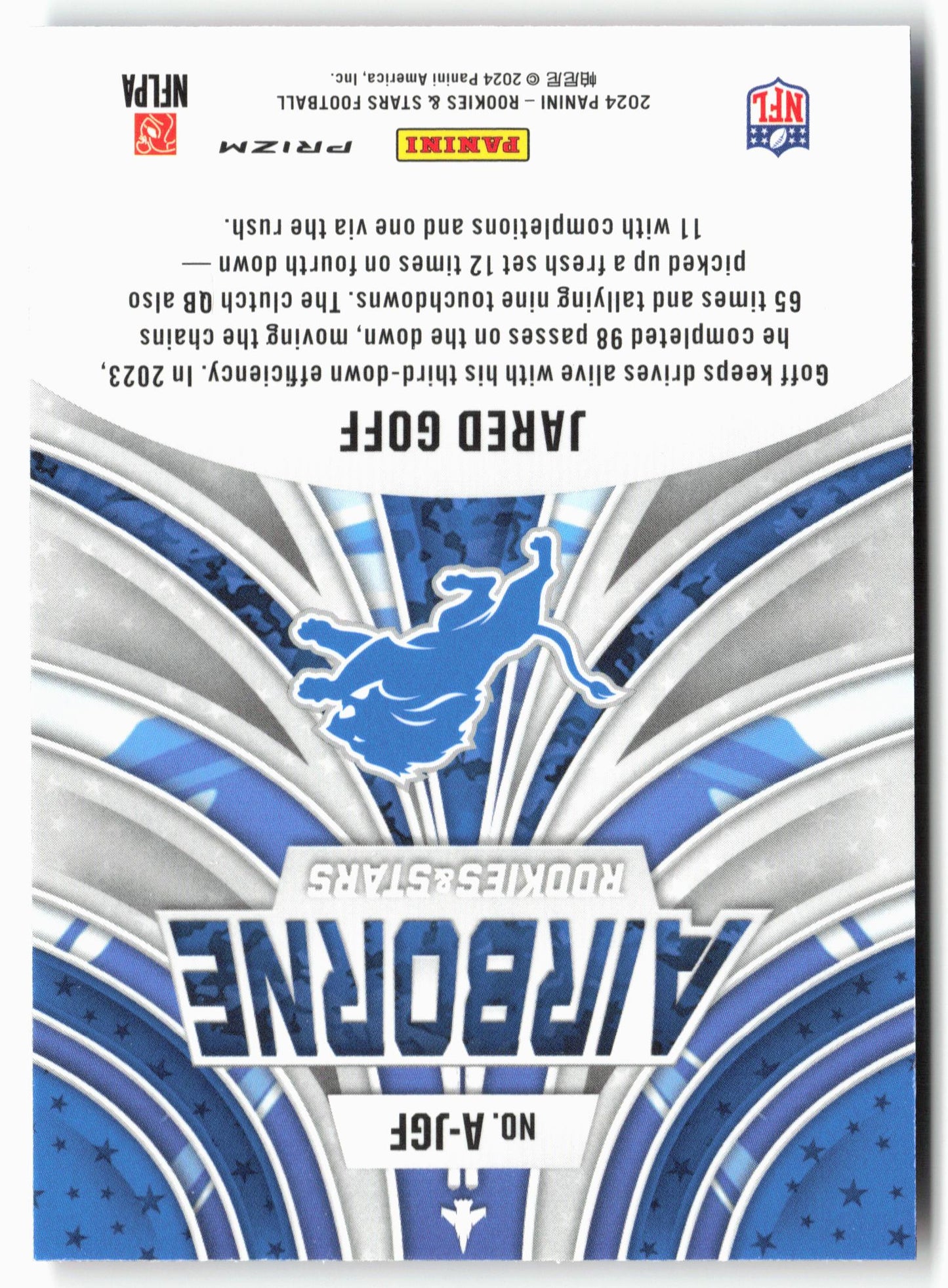 2024 Panini Rookies & Stars #A-JGF Jared Goff Airborne Red Plaid