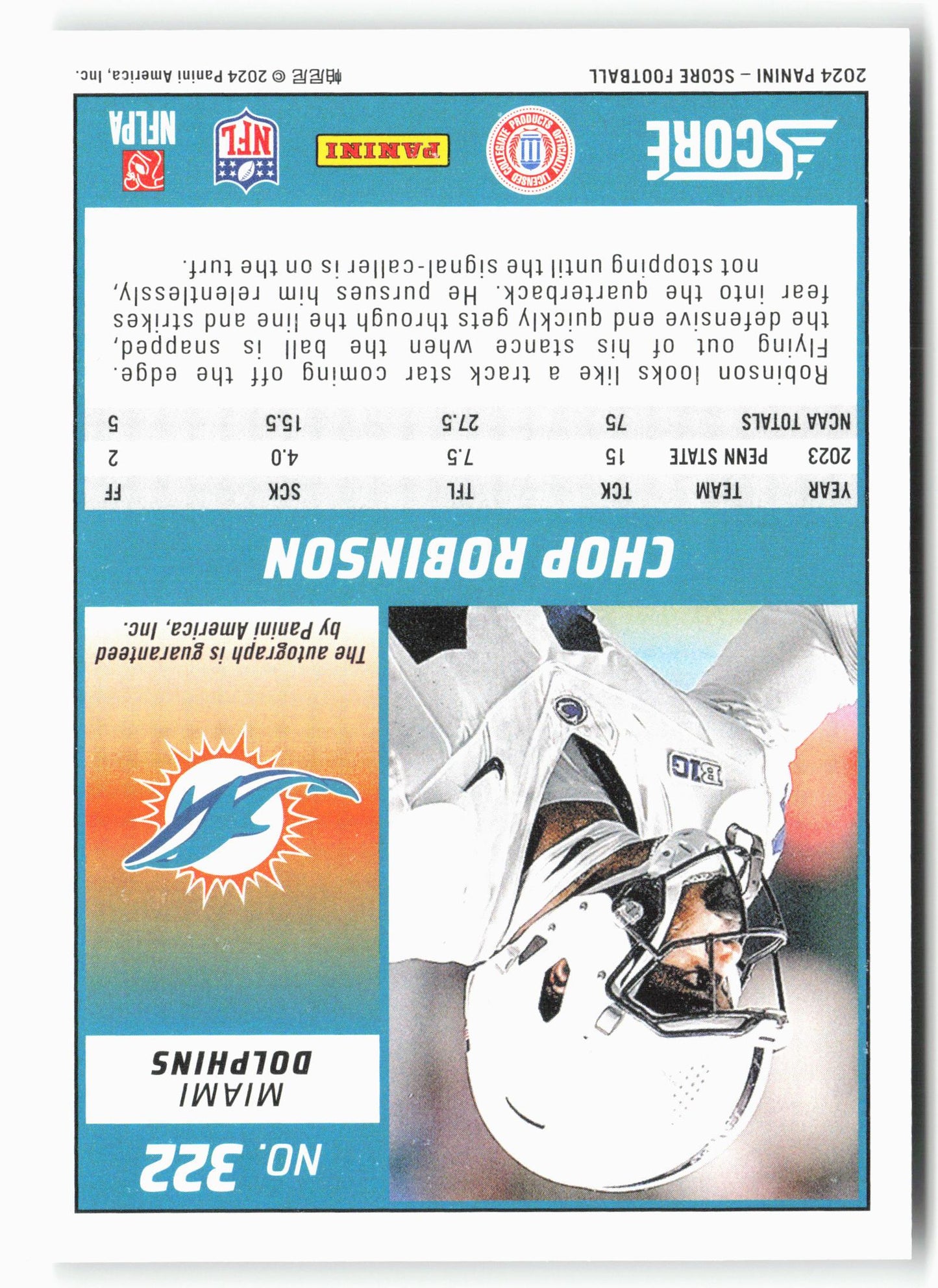 2024 Score #322 Chop Robinson Signatures