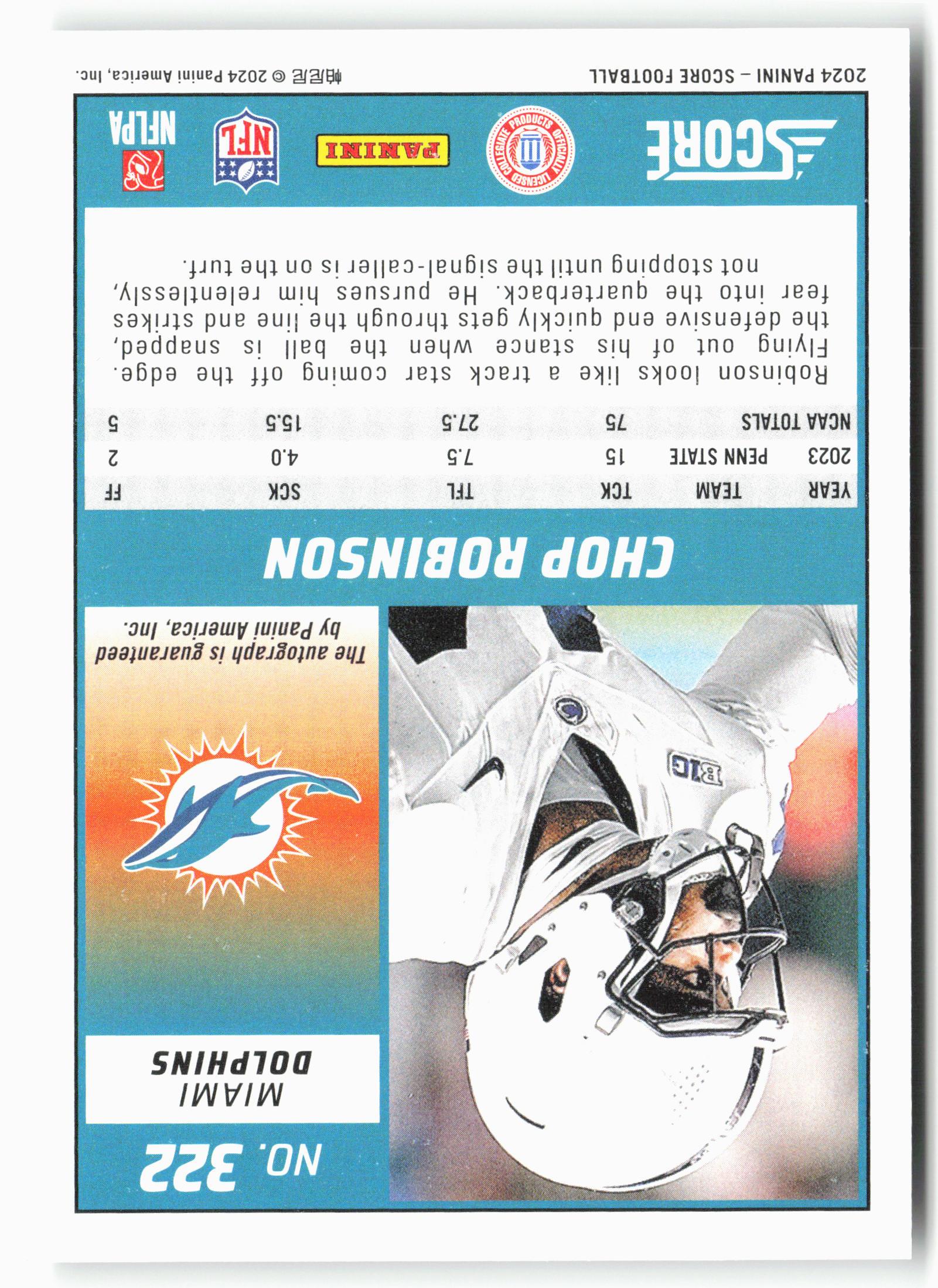 2024 Score #322 Chop Robinson Signatures