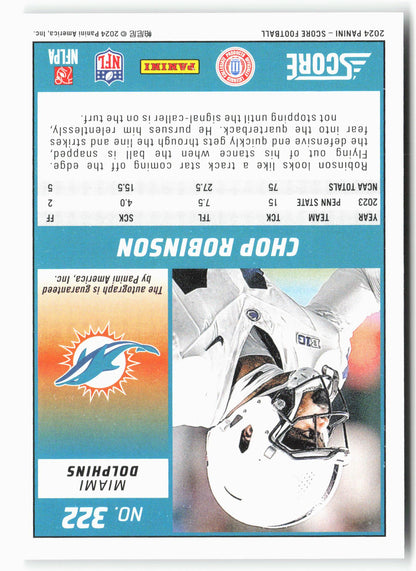 2024 Score #322 Chop Robinson Signatures
