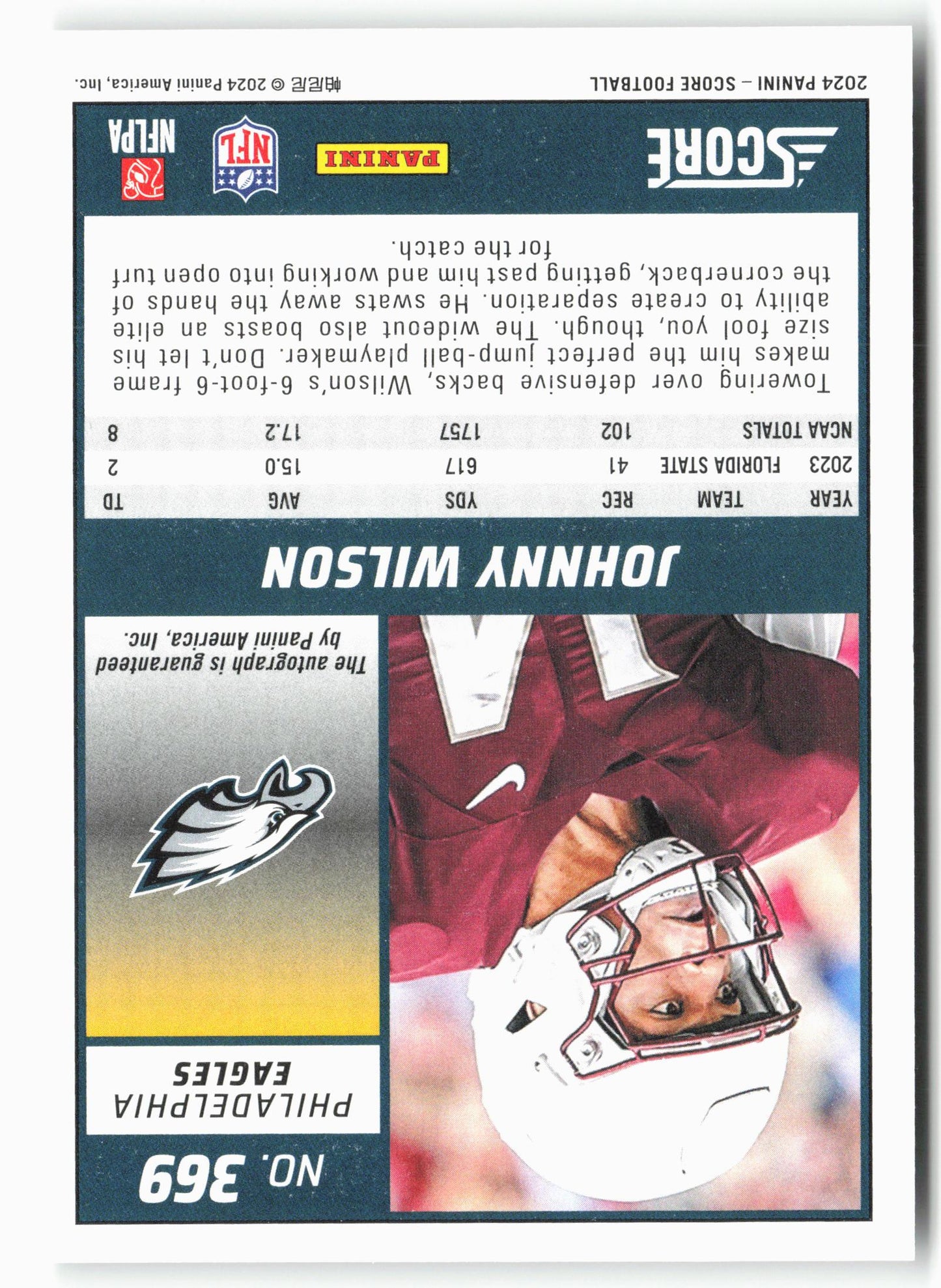 2024 Score #369 Johnny Wilson Signatures