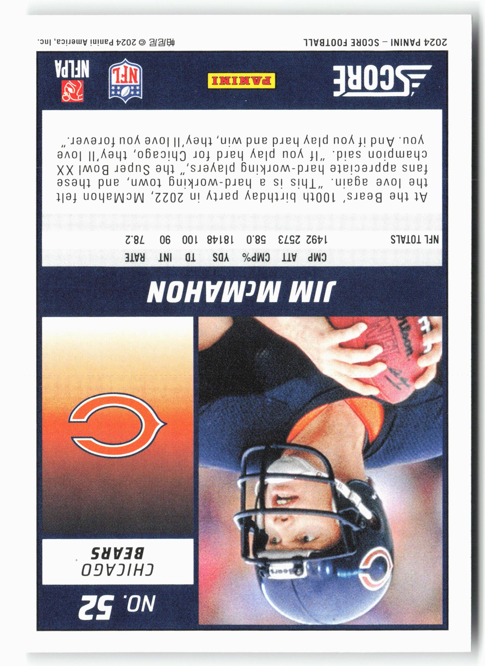 2024 Score #52 Jim McMahon Scorecard