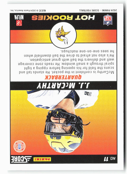 2024 Score #11 J.J. McCarthy Hot Rookies