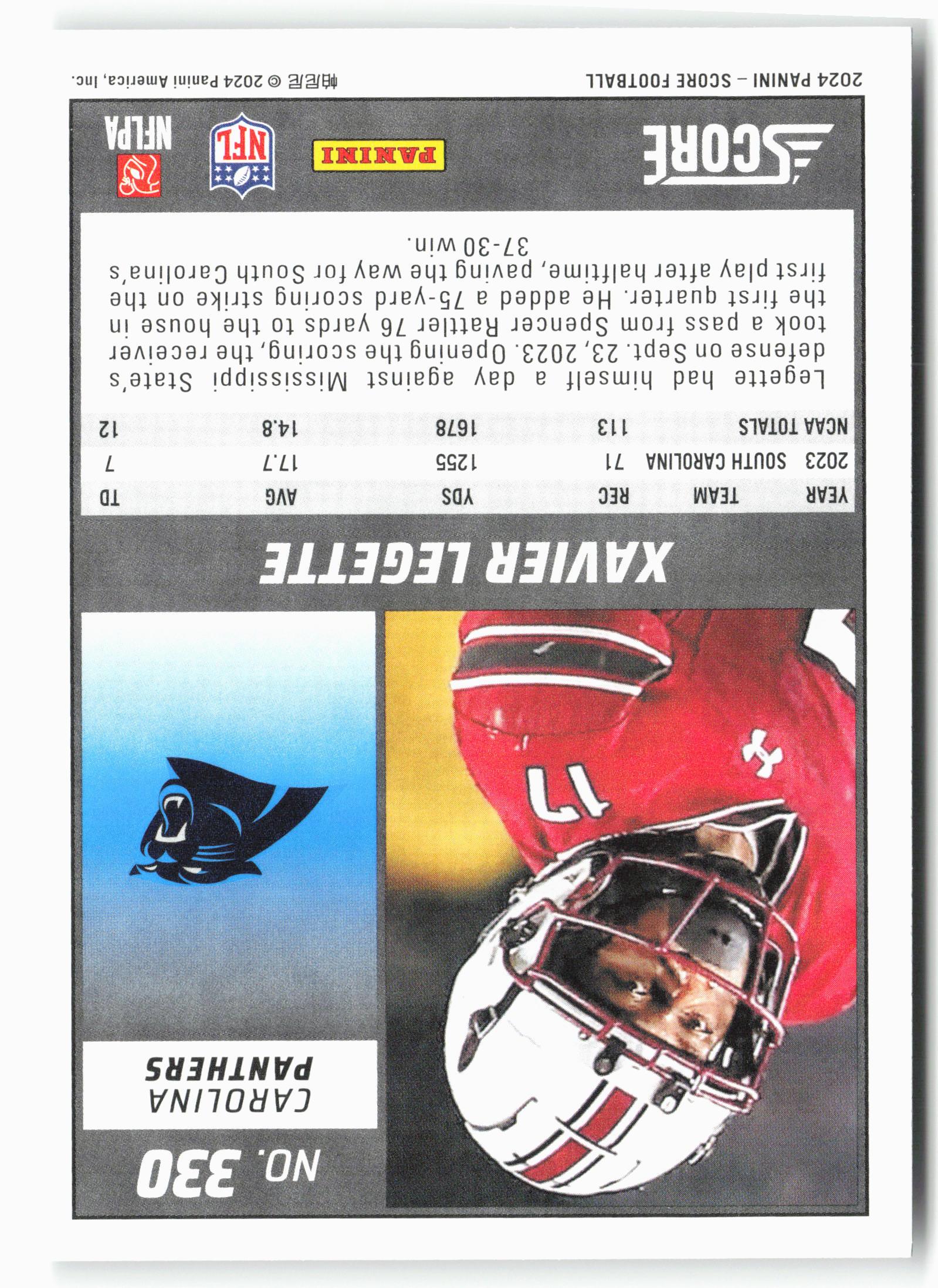 2024 Score #330 Xavier Legette Scorecard