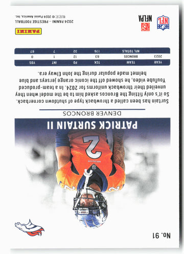 
2024 Panini Prestige #91 Patrick Surtain II Diamond Xtra Points