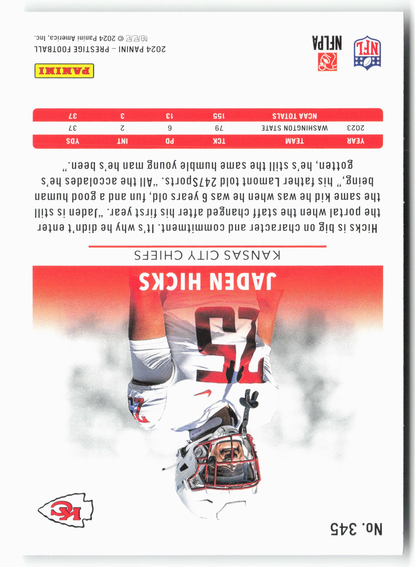 2024 Panini Prestige #345 Jaden Hicks