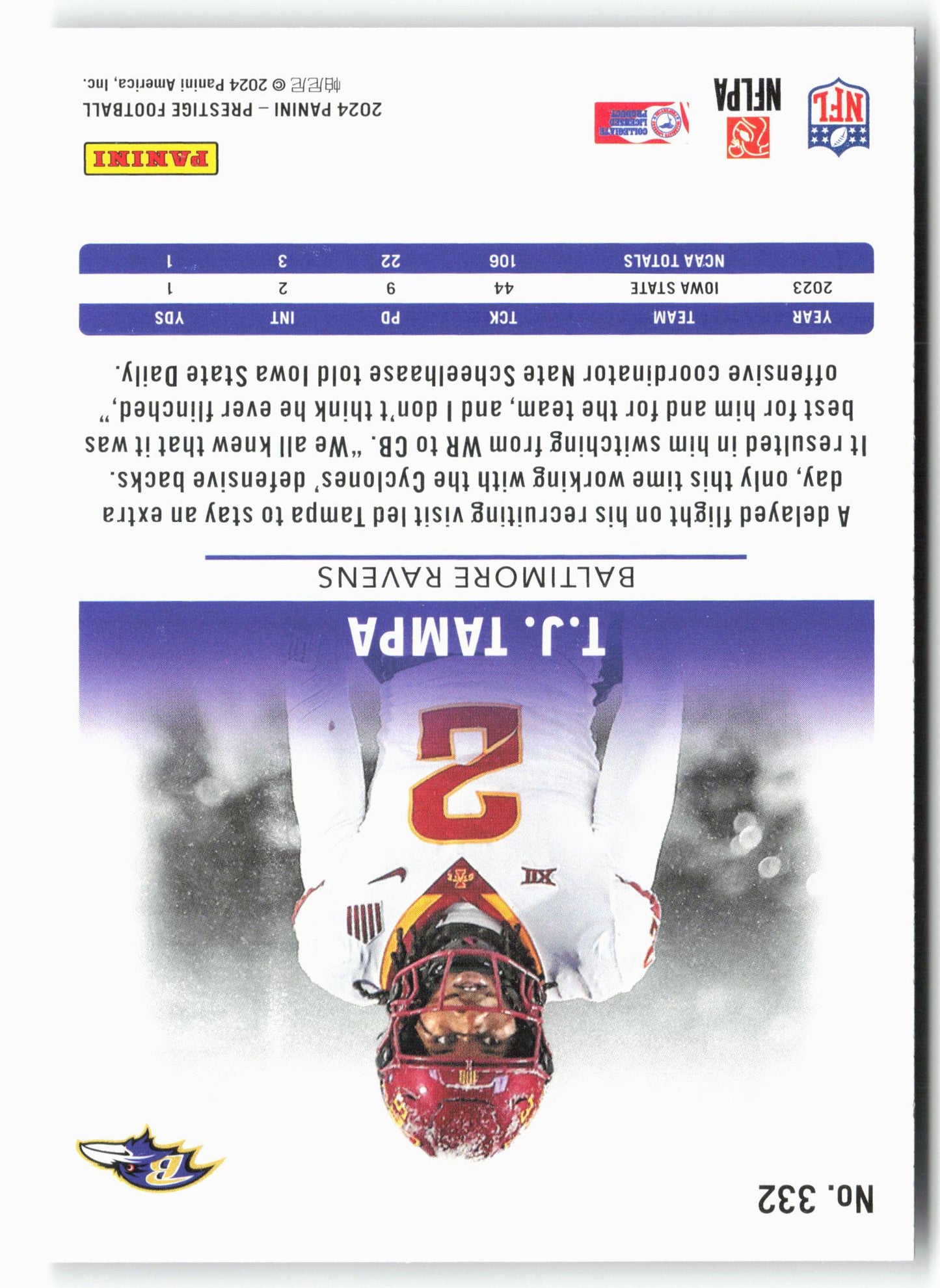 2024 Panini Prestige #332 T.J. Tampa Diamond Xtra Points