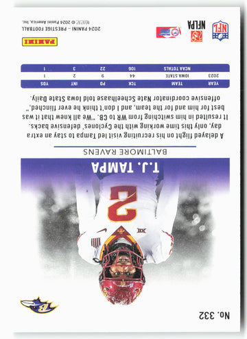 
2024 Panini Prestige #332 T.J. Tampa Diamond Xtra Points