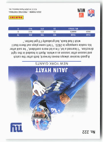 
2024 Panini Prestige #222 Jalin Hyatt Diamond Xtra Points