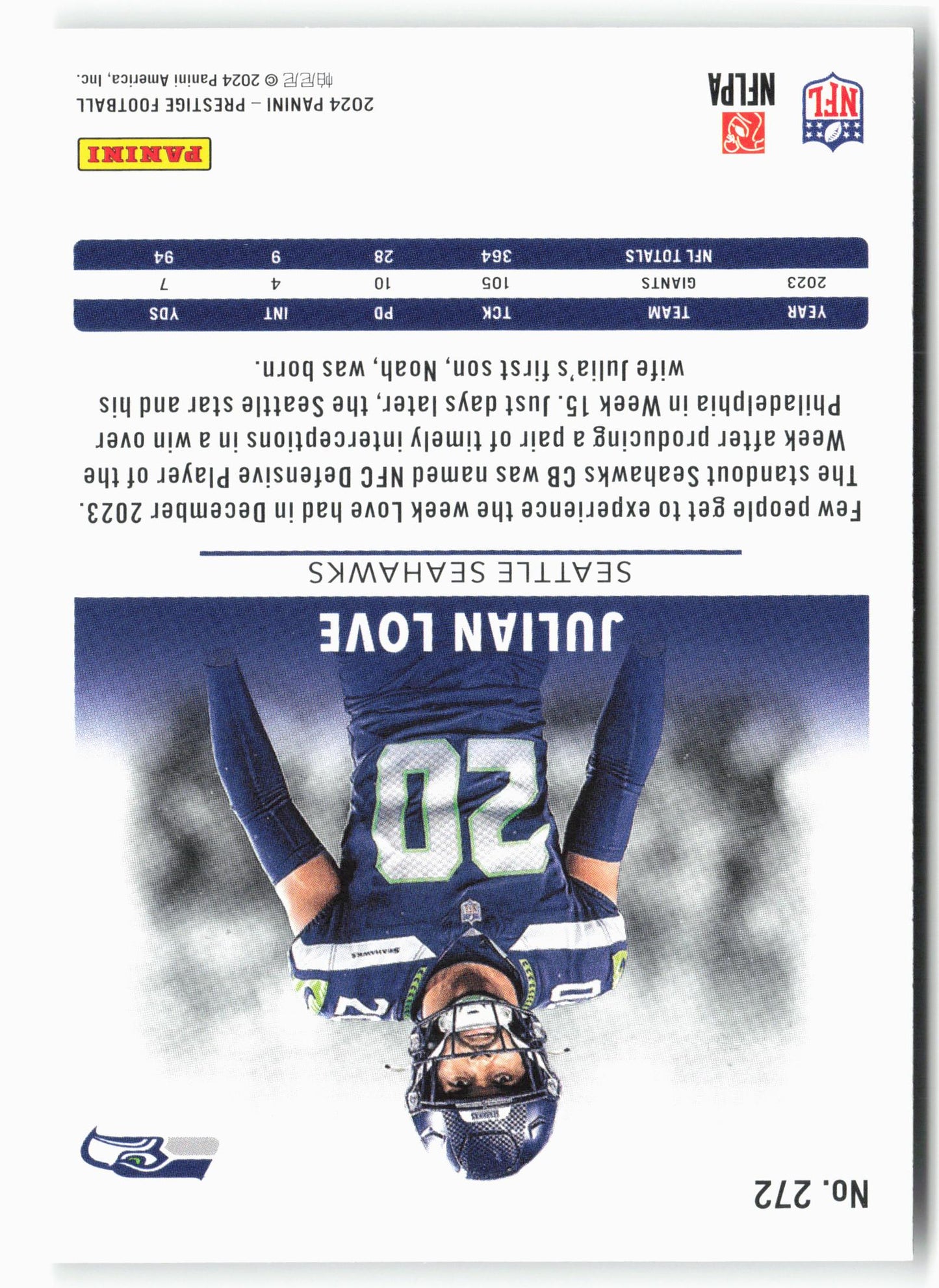 2024 Panini Prestige #272 Julian Love