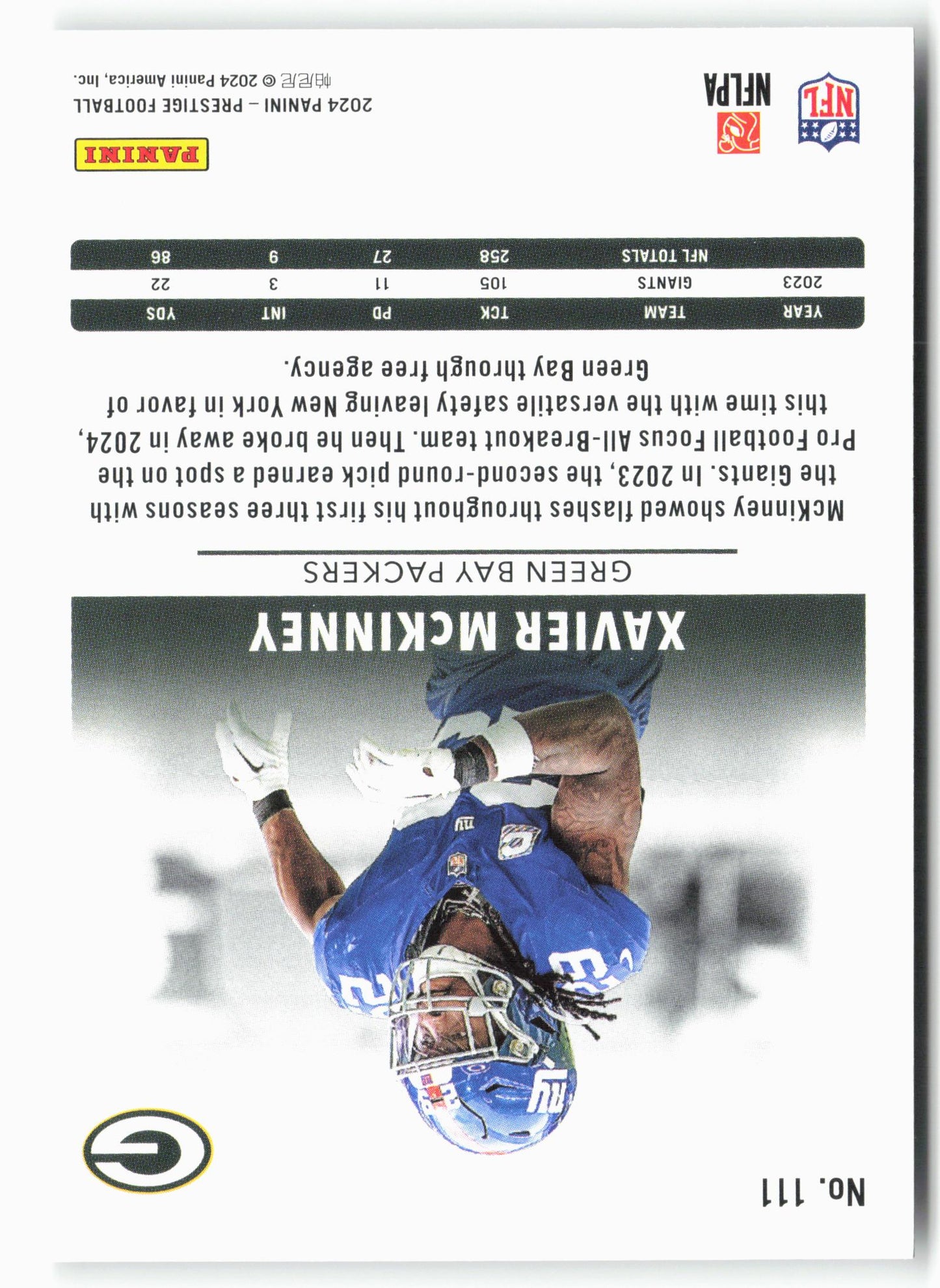 2024 Panini Prestige #111 Xavier McKinney