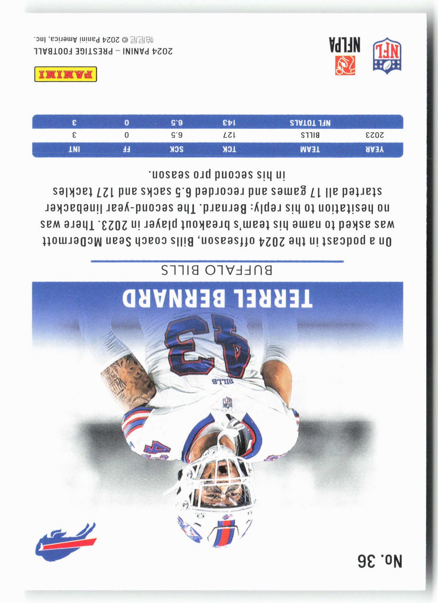 2024 Panini Prestige #36 Terrel Bernard